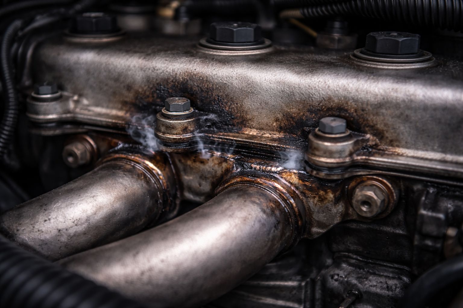 junta do coletor de escape vazando